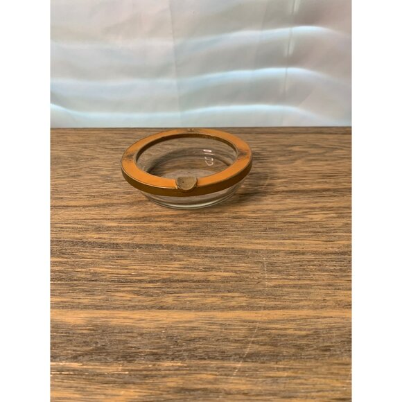 Vtg Glass Ashtray with attached metal top with Epoxy Inlay Butterfly Design - Picture 2 of 3